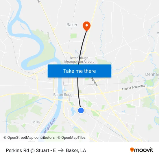 Perkins Rd @ Stuart - E to Baker, LA map