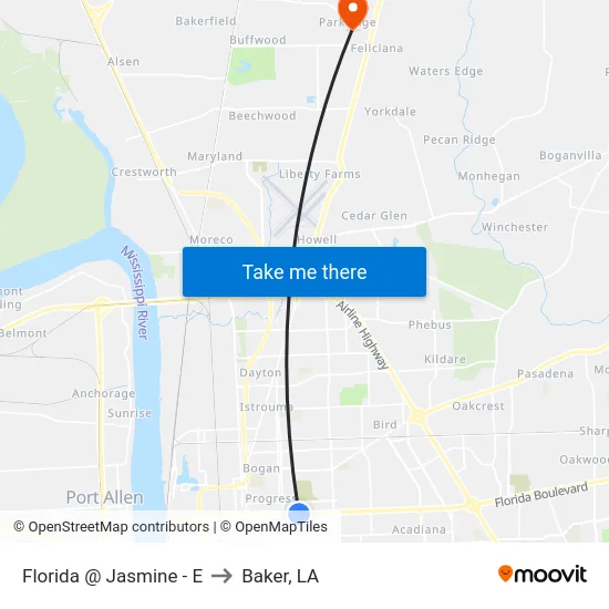 Florida @ Jasmine - E to Baker, LA map
