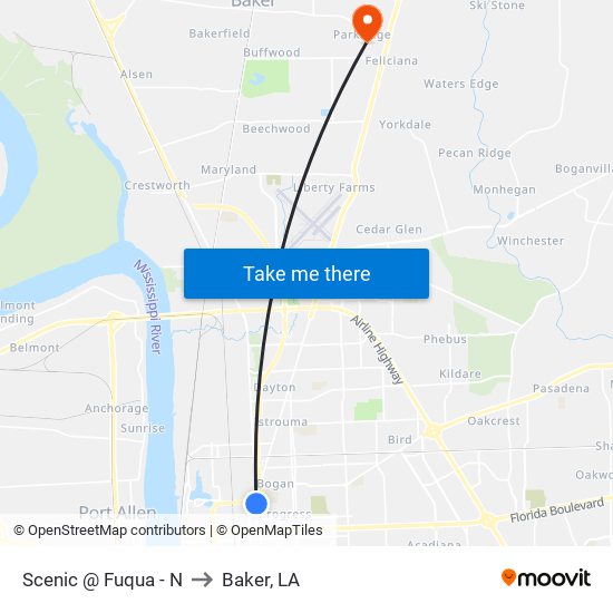 Scenic @ Fuqua - N to Baker, LA map