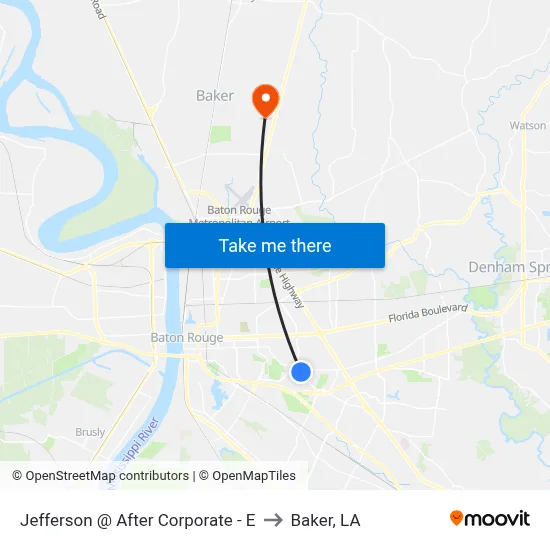 Jefferson @ After Corporate - E to Baker, LA map