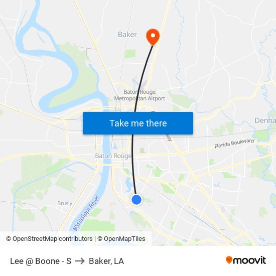 Lee @ Boone - S to Baker, LA map