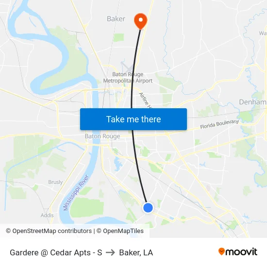 Gardere @ Cedar Apts - S to Baker, LA map