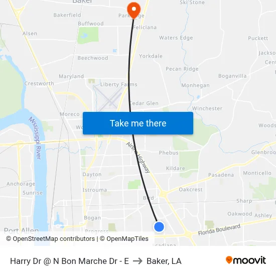 Harry Dr @ N Bon Marche Dr - E to Baker, LA map