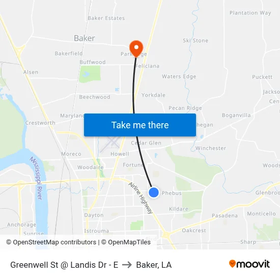 Greenwell St @ Landis Dr - E to Baker, LA map