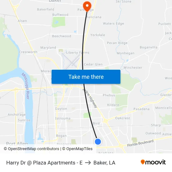 Harry Dr @ Plaza Apartments - E to Baker, LA map