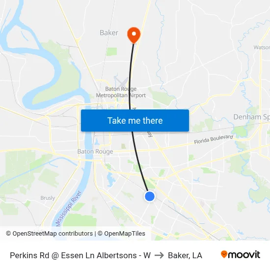 Perkins Rd @ Essen Ln Albertsons - W to Baker, LA map