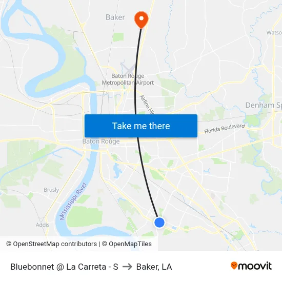 Bluebonnet @ La Carreta - S to Baker, LA map