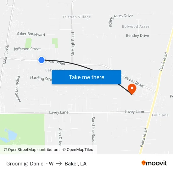 Groom @ Daniel - W to Baker, LA map