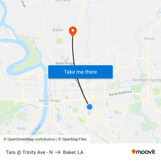 Tara @ Trinity Ave - N to Baker, LA map