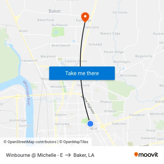 Winbourne @ Michelle - E to Baker, LA map