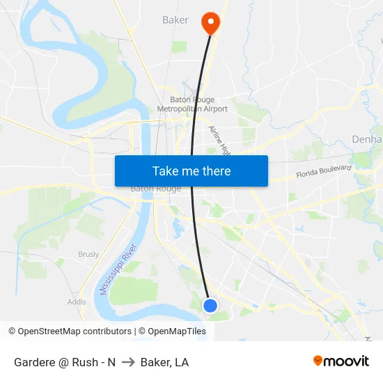Gardere @ Rush - N to Baker, LA map