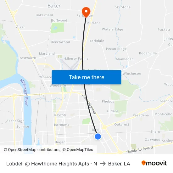 Lobdell @ Hawthorne Heights Apts - N to Baker, LA map