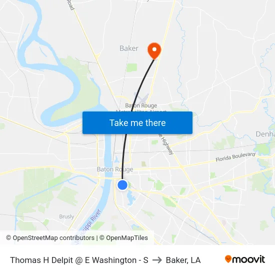 Thomas H Delpit @ E Washington - S to Baker, LA map