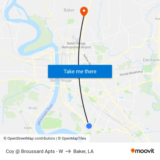 Coy @ Broussard Apts - W to Baker, LA map