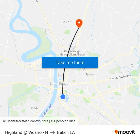 Highland @ Vicario - N to Baker, LA map