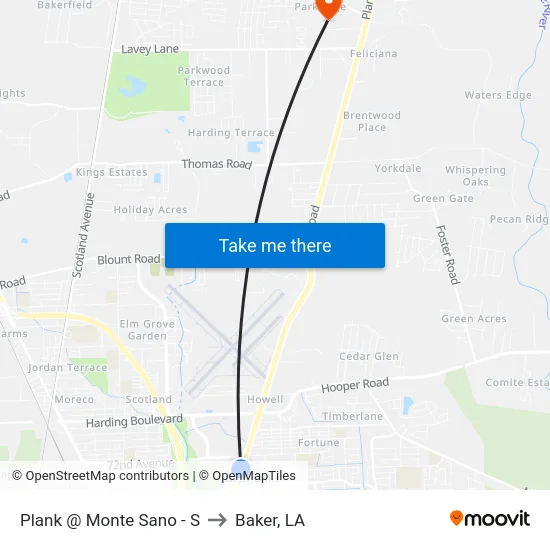 Plank @ Monte Sano - S to Baker, LA map