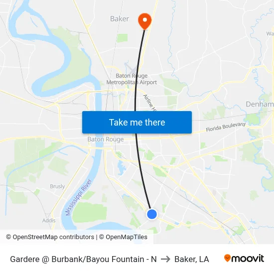 Gardere @ Burbank/Bayou Fountain - N to Baker, LA map