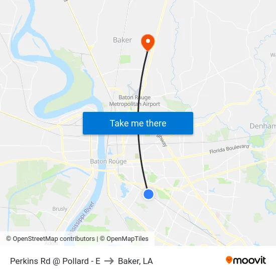 Perkins Rd @ Pollard - E to Baker, LA map