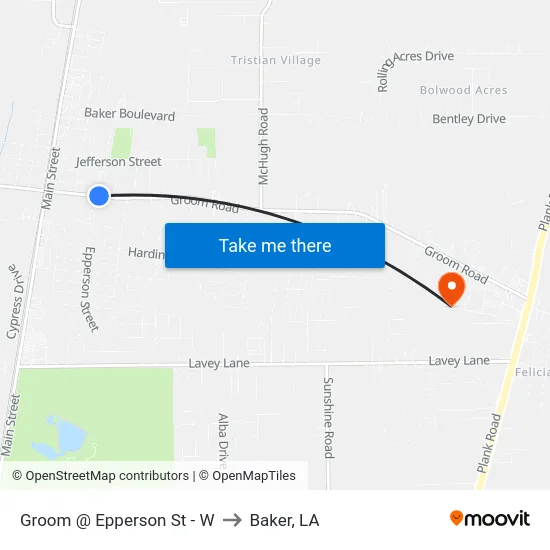 Groom @ Epperson St - W to Baker, LA map