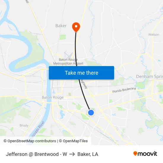 Jefferson @ Brentwood - W to Baker, LA map