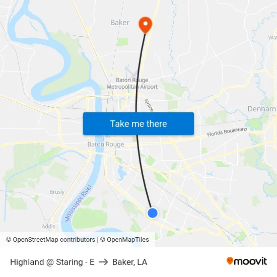 Highland @ Staring - E to Baker, LA map