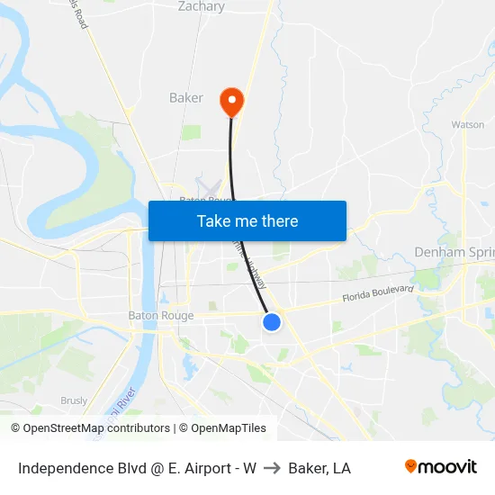 Independence Blvd @ E. Airport - W to Baker, LA map