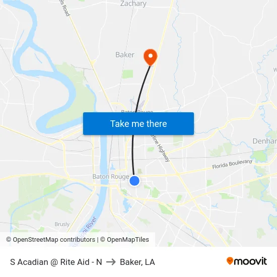 S Acadian @ Rite Aid - N to Baker, LA map