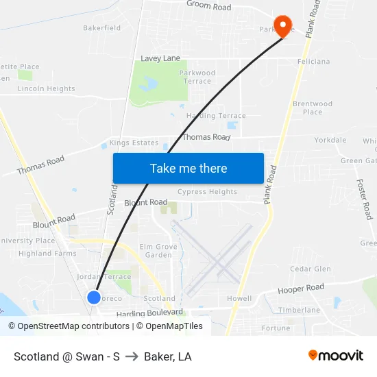 Scotland @ Swan - S to Baker, LA map