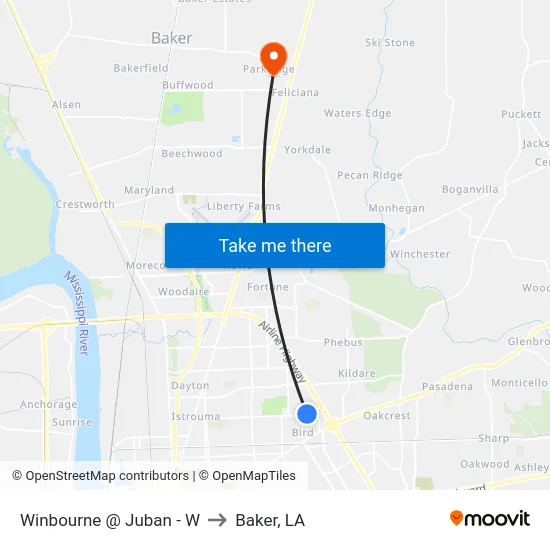 Winbourne @ Juban - W to Baker, LA map