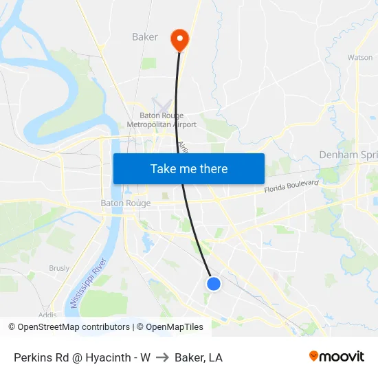 Perkins Rd @ Hyacinth - W to Baker, LA map