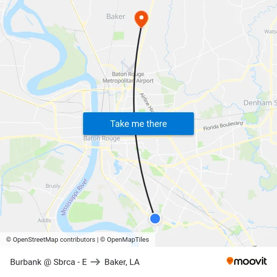 Burbank @ Sbrca - E to Baker, LA map