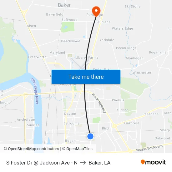 S Foster Dr @ Jackson Ave - N to Baker, LA map