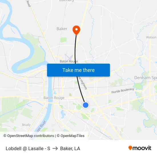 Lobdell @ Lasalle - S to Baker, LA map