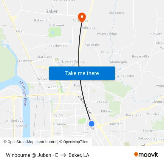 Winbourne @ Juban - E to Baker, LA map