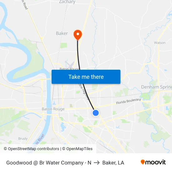 Goodwood @ Br Water Company - N to Baker, LA map