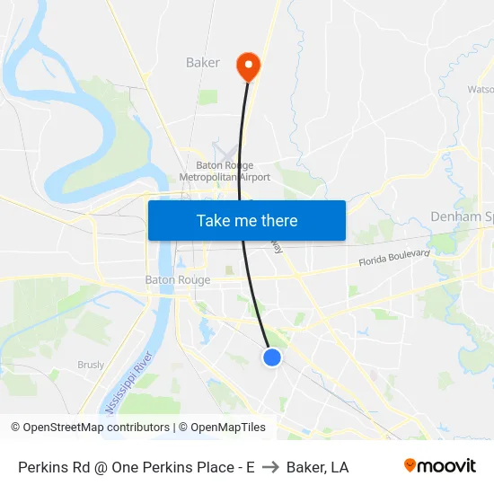 Perkins Rd @ One Perkins Place - E to Baker, LA map