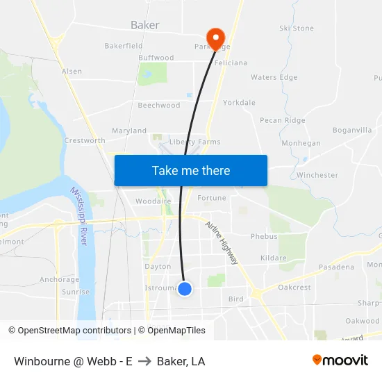 Winbourne @ Webb - E to Baker, LA map