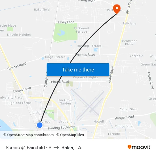Scenic @ Fairchild - S to Baker, LA map