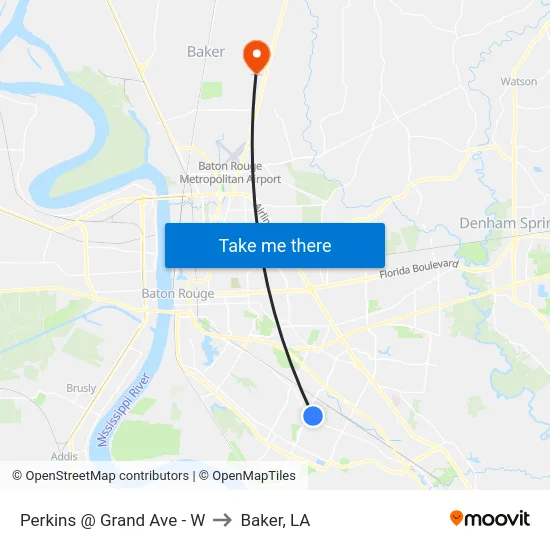 Perkins @ Grand Ave - W to Baker, LA map