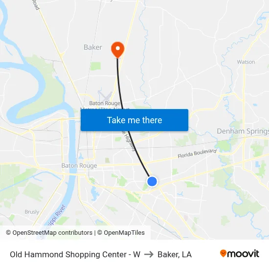 Old Hammond Shopping Center - W to Baker, LA map