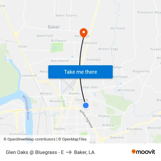 Glen Oaks @ Bluegrass - E to Baker, LA map