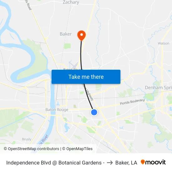 Independence Blvd @ Botanical Gardens - to Baker, LA map