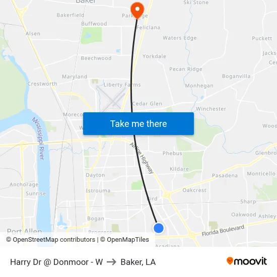 Harry Dr @ Donmoor - W to Baker, LA map