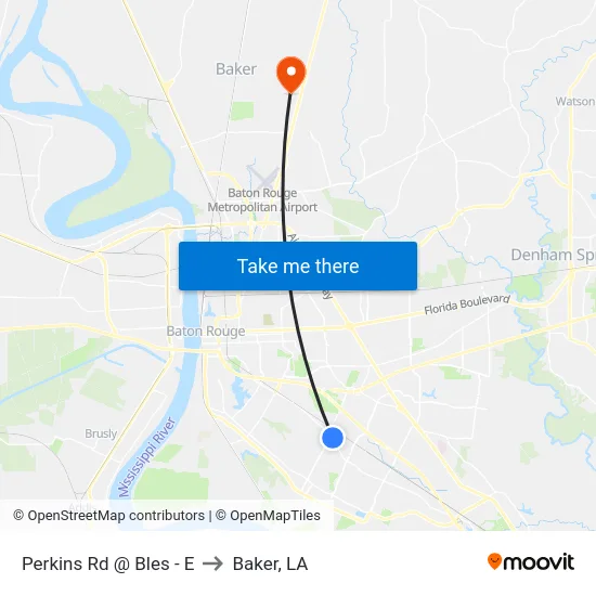 Perkins Rd @ Bles - E to Baker, LA map
