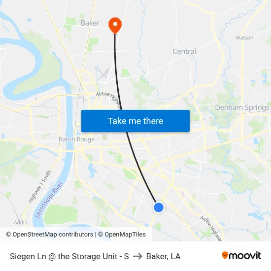 Siegen Ln @ the Storage Unit - S to Baker, LA map