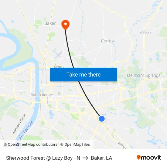 Sherwood Forest @ Lazy Boy - N to Baker, LA map