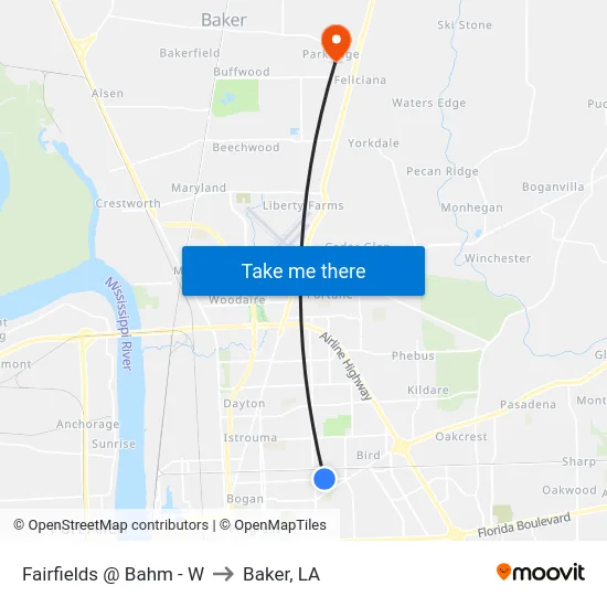 Fairfields @ Bahm - W to Baker, LA map