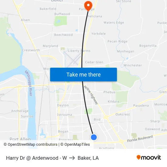 Harry Dr @ Ardenwood - W to Baker, LA map