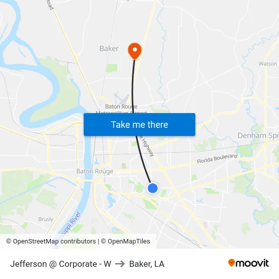 Jefferson @ Corporate - W to Baker, LA map