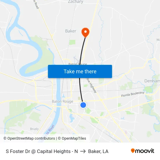 S Foster Dr @ Capital Heights - N to Baker, LA map